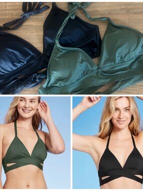 Kona Sol Faux Wrap Halter Bikini Top Bundle